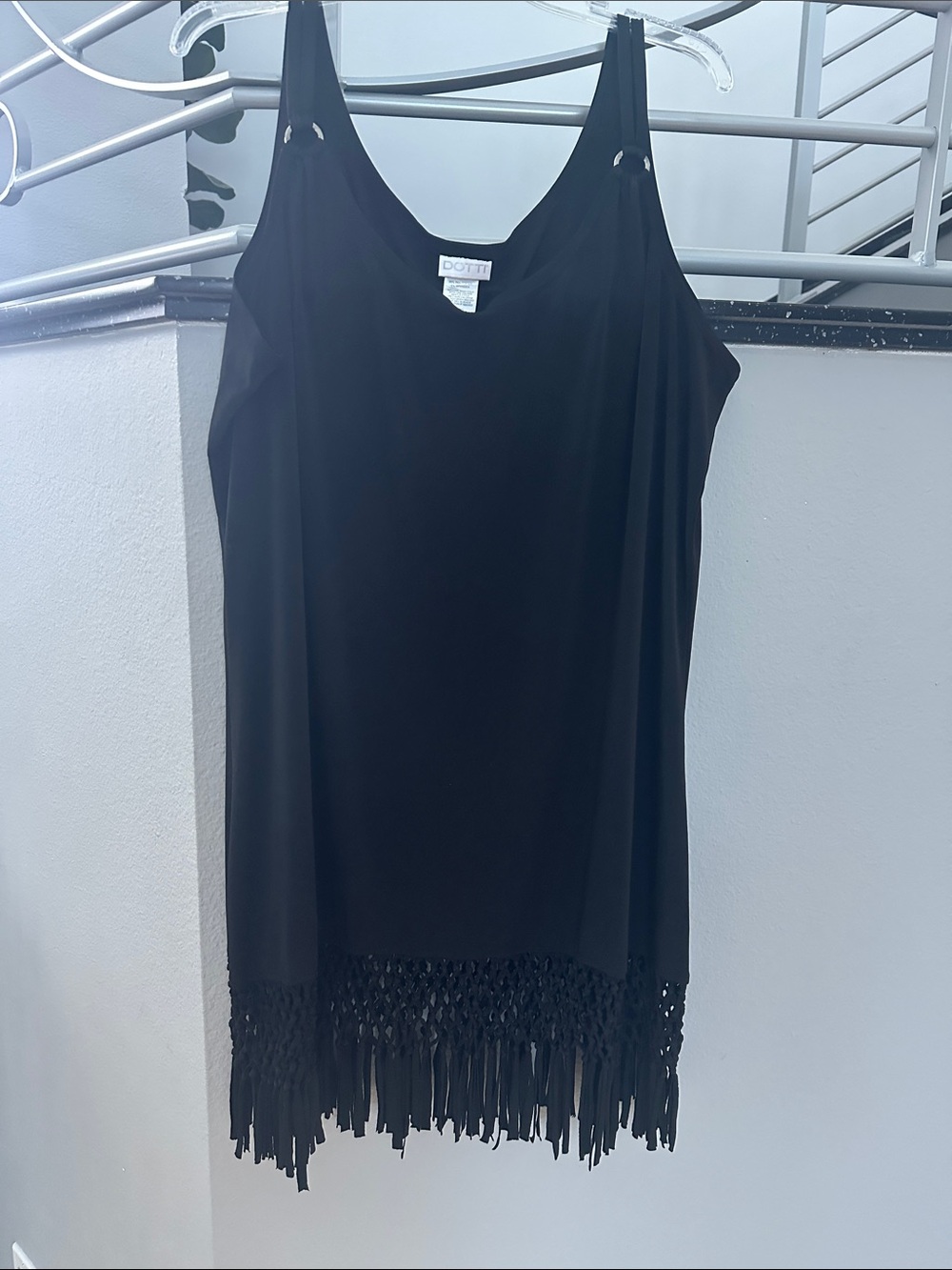 Dotti Black Fringe Beach Coverup dress size XL